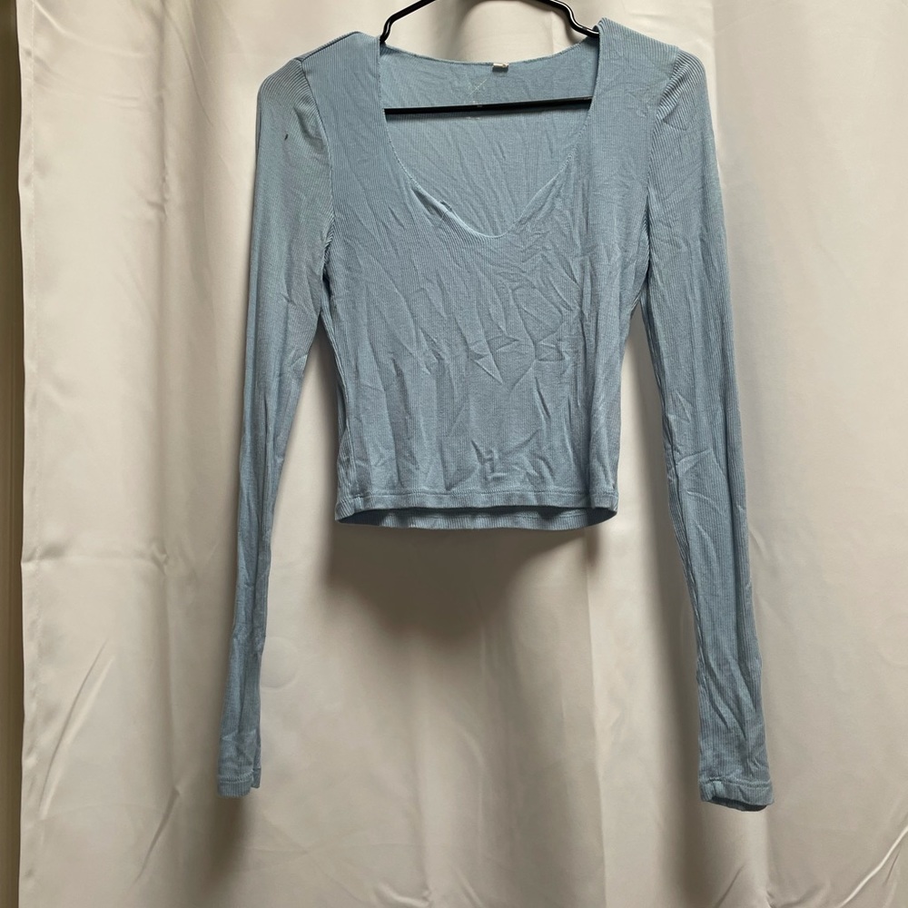 baby blue long sleeve top